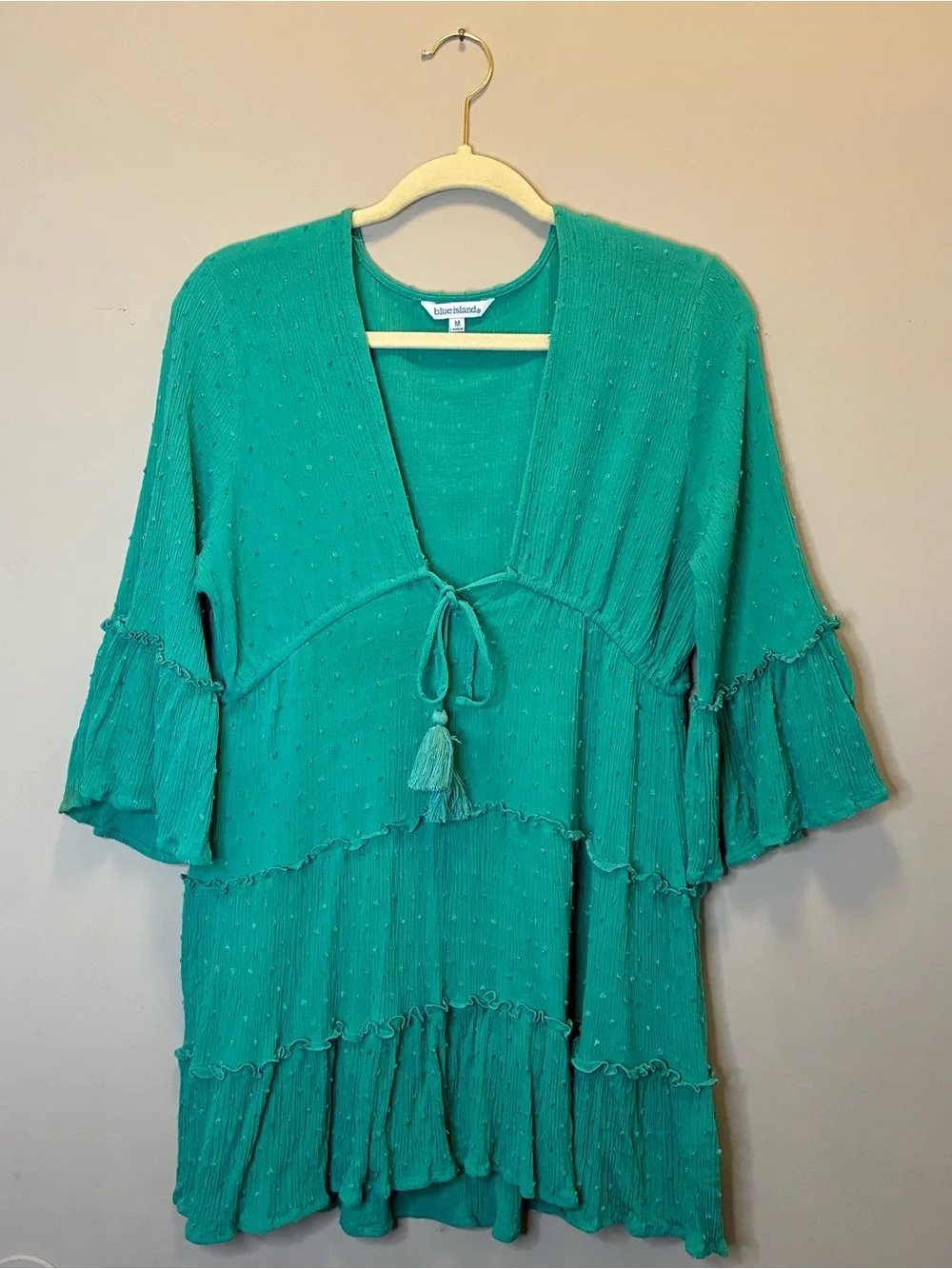 Teal Women's Swim Cover-Up with Tassel Tie
